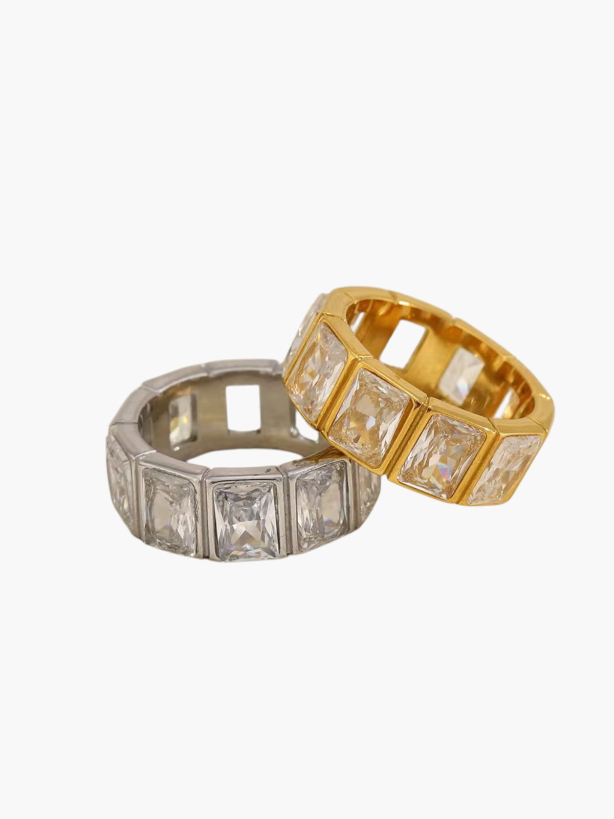 Square Cubic Zirconia Hallow Ring