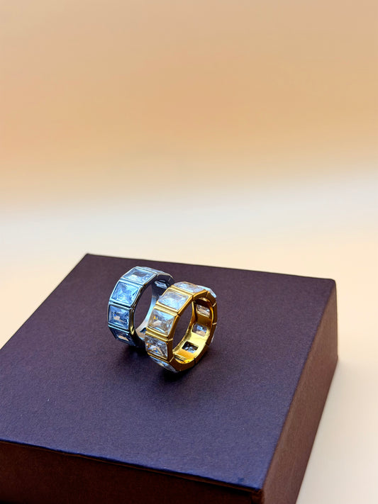 Square Cubic Zirconia Hallow Ring