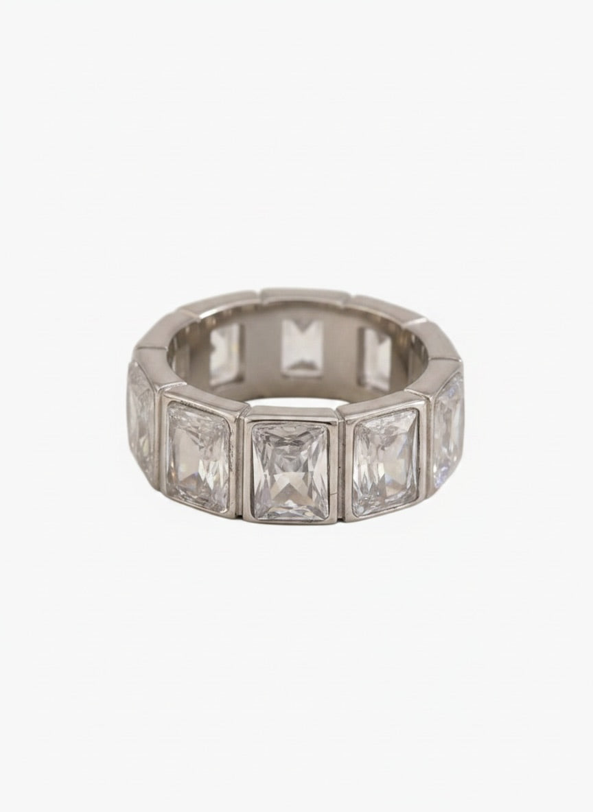 Square Cubic Zirconia Hallow Ring